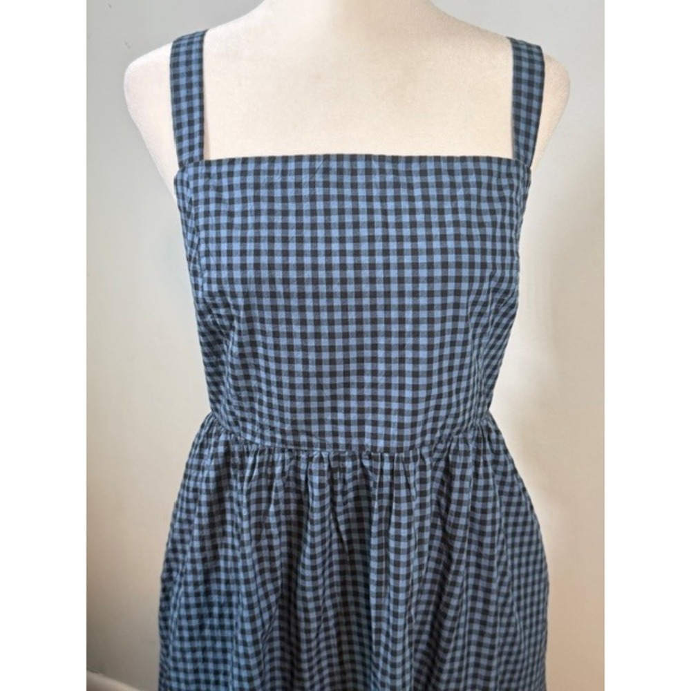 Marine Layer Demi Poplin Midi Dress Medium Blue Gingham Pima Cotton NWT - Picture 4 of 13